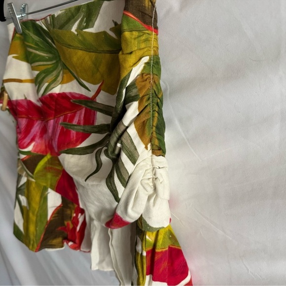 Farm Rio Spring Forest Green Red Tropical Leaf Print Mini Wrap Skirt Size S - Picture 6 of 16